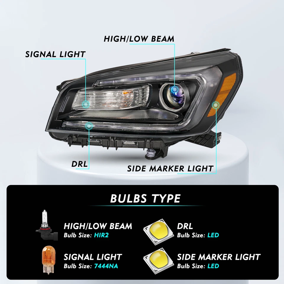 For 2013-2016 GMC Acadia Halogen Projector Headlights Headlamps Assembly W/Bulbs - Image 3 of 4