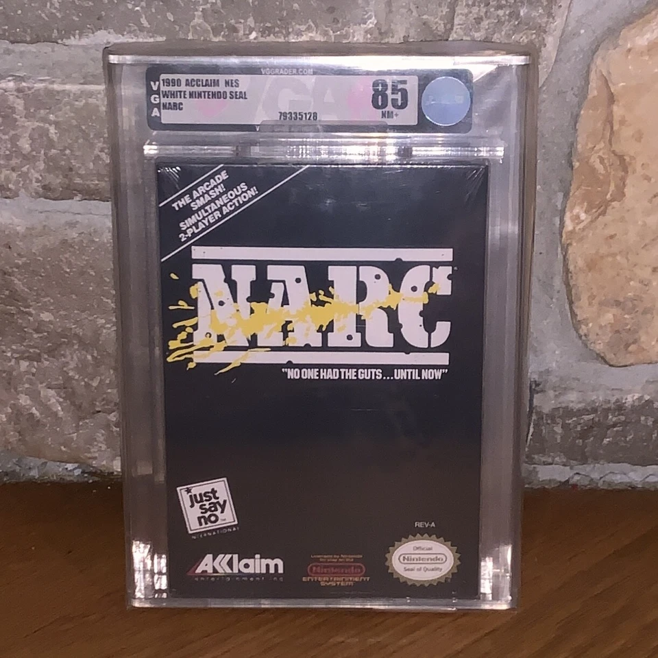 Brand New NES Narc 1990 Factory Sealed H-Seam VGA 85 NM+ Silver Acclaim Game Box - Image 3 of 4