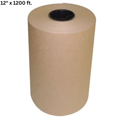 12" x 1200 ft Brown Kraft Paper 30 lb Basis Weight Roll Packaging Shipping