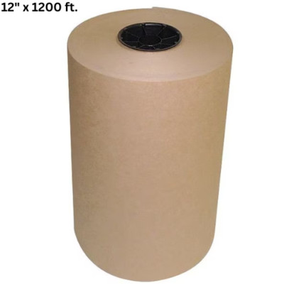12'' x 1200 ft Brown Kraft Paper 30 lb Basis Weight Roll Packaging Shipping