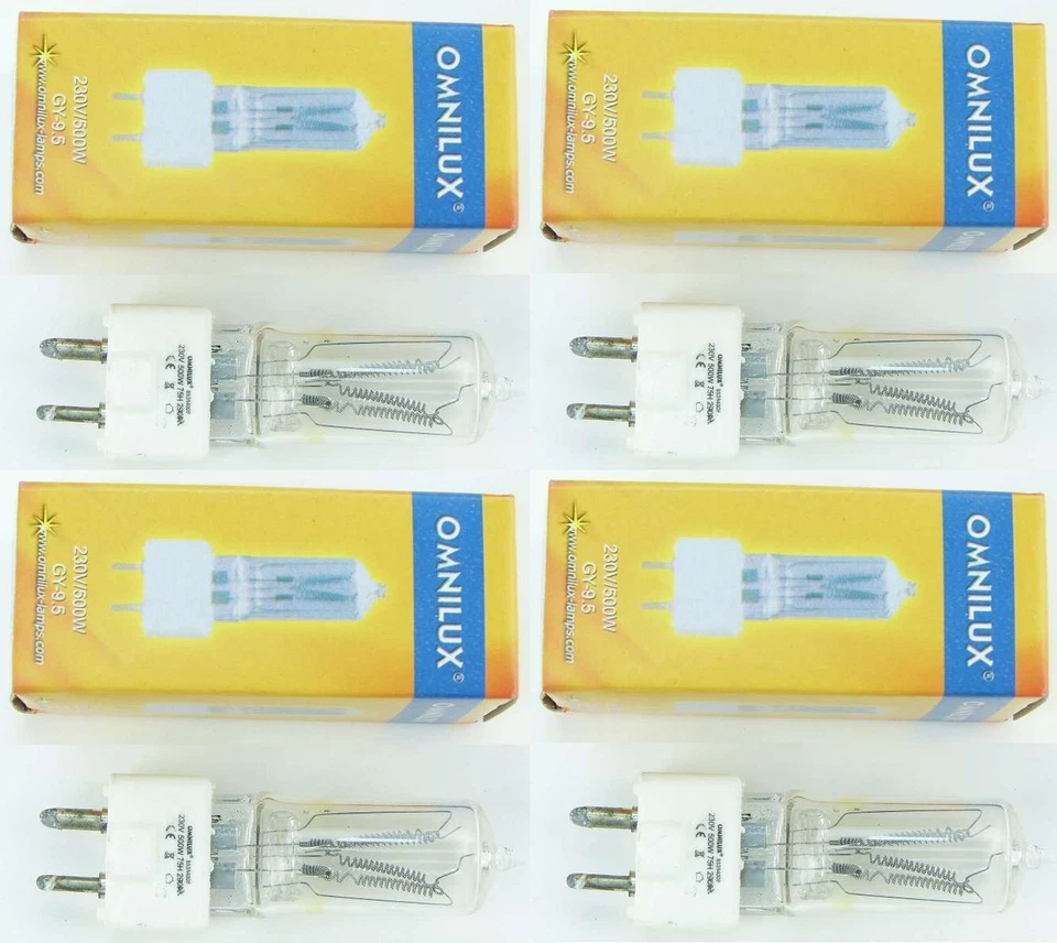 4 x Omnilux 500W 230V A1/244 Sockel Gy-9,5 Gy 9,5 für Raylight Reflektoren NEU - Bild 1 von 4