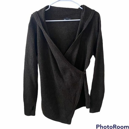Betabrand Wool Brown Knit Hooded Wrap 