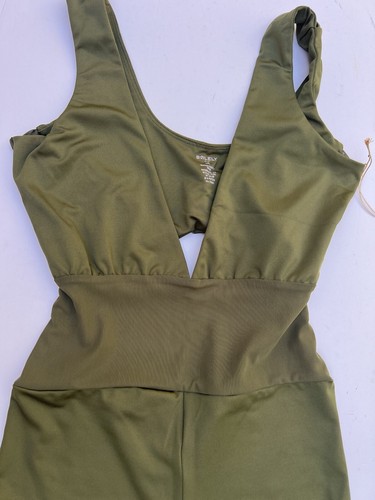 Women’s Bodysuit Shorts Size L Large Solely Green Sleeveless Shorts - Picture 2 of 11
