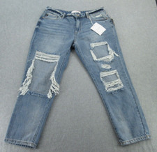 KanCan Jeans Womens 13/30 Blue Distressed High Rise Relaxed Denim Ladies NEW Tag
