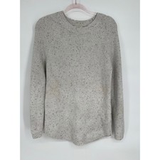 Loft Outlet Womens Sz M Gray Sweater Long Sleeve Speckled Knit Pullover
