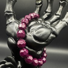 Vintage Faceted Purple Bead Stretch Bracelet Chunky Statement Jewelry