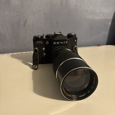 Untested Zenit TTL Soviet Camera w/ Regent 2x Converter & Chinon 200mm f3.5 Lens