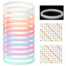 Glow in the Dark Silicone Bracelet Wristband with Stickers 12 Pcs  Multicolored