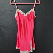 Victoria  s Secret Pink Satin Lace Trim Slip Dress Size Small