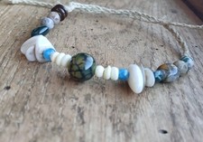 Bracelet Anklet Hemp Made In Usa Unisex Dragon Veins Agate Coconut Shell