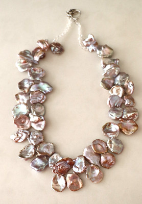 Keisha Baroque Freshwater Pearl & Crystal Sterling Silver Clasp Necklace 20'' New