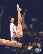 Nadia Comaneci Autographed 8x10 Photo Gymnast Beckett BAS QR #BS30822