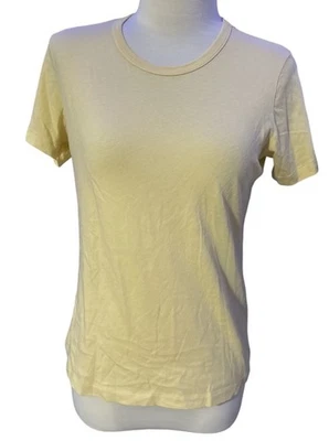 Jenni Kayne T Shirt Womens Medium Cotton Slim Tee Yellow Made in USA