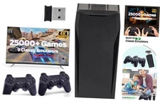 Wireless Retro Game, 25000+ Games Built-in, 4K HDMI Output, 9 Deep Black