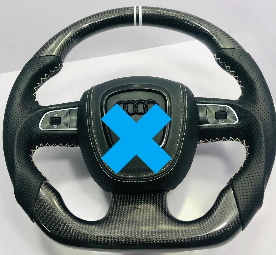 Volante inferior plano fibra carbono Audi A4/A5/A6 diseño deportivo línea S Foto 2 de 4