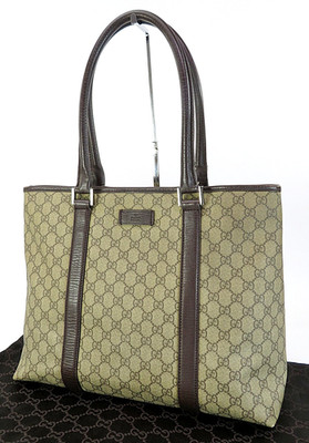 Authentische Gucci braune GG PVC Canvas und Leder Supreme Beuteltasche Tasche...