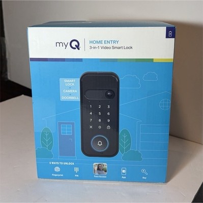 myQ Home Entry 3-in-1 Video Smart Lock Keypad Fingerprint App Key, Black