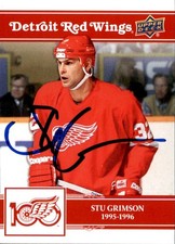 Stu Grimson Signed 2025/26 Upper Deck Detroit Red Wings Centennial Card #22