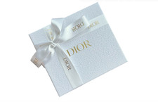 Dior Storage Box Pebbled White Gold Logo Ribbon Authentic 9 x 9 x 5 in NEW