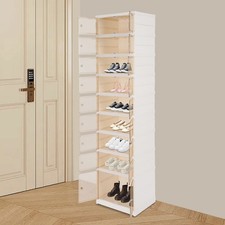 9 Tiers 18 Pairs Shoe Box Foldable Shoe Rack Shoe Storage Organizer W/ Doors NEW