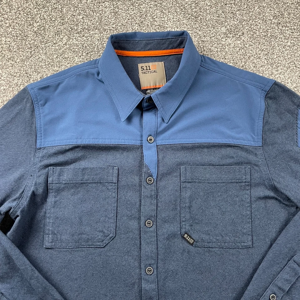 511 Tactical Shirt Men M Blue Button Twill Heather Snap Ascension Utility Range - Image 2 of 4