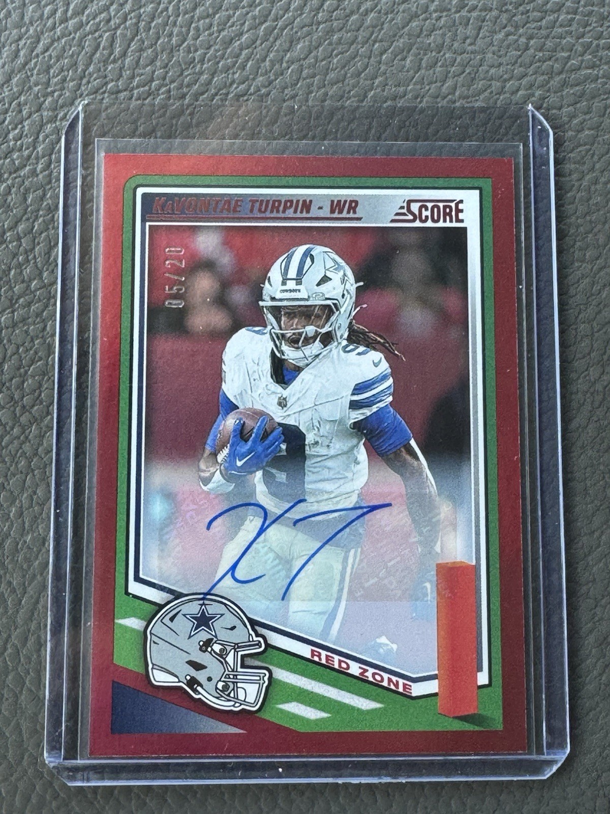 2025 Panini Score Football KaVontae Turpin Red Zone Auto SSP /20 Cowboys