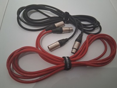 2 Stück Profi-Audiokabel XLR 4 m rot/schwarz SC Club Series MK II Neutrik-XLR