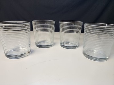 Vintage Pasabahce Horizontal Line Tumblers Cocktail Glasses Set of 4