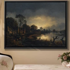 Rural Landscape Oil Painting Canvas Print Rustic Wall Art Decor Vintage Artwork