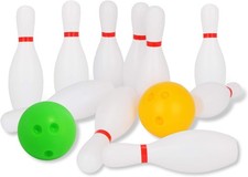 Liberry Bowling Set, 10 Plastic Toy Bowling Pins 2 Balls, Indoor Outdoor Sp...