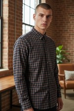 Mizzen Main Leeward Performance Dress Shirt Mens XL Plaid Button Up Made In USA