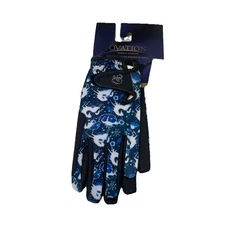 Ovation Adult Cool Rider Gloves - Blue Whimsical Horses M