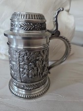 Vintage Zinnkrug mit Deckel, 95% Zinn, Made in W. Germany, Vitrinenware