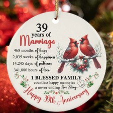39 Year Of Marriage Ornament Happy 39th Anniversary Cardinal Love Christmas Gift