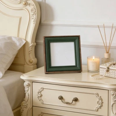 photo carré vert noyer avec motif nordique pour chambre ou mur d'étude - Photo 1/4