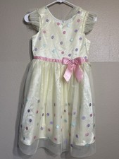 Jona Michelle Girls Fancy Yellow Dress with Pink Accents size 8 Spring Summer