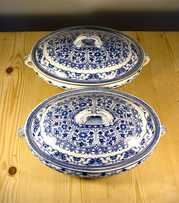 Stände T.G.B. Indianer Ornament PAAR große ovale Terrinen 1876-83