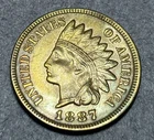 1887 Beautiful AU Indian Head Cent Full LIBERTY and 3+ Diamonds