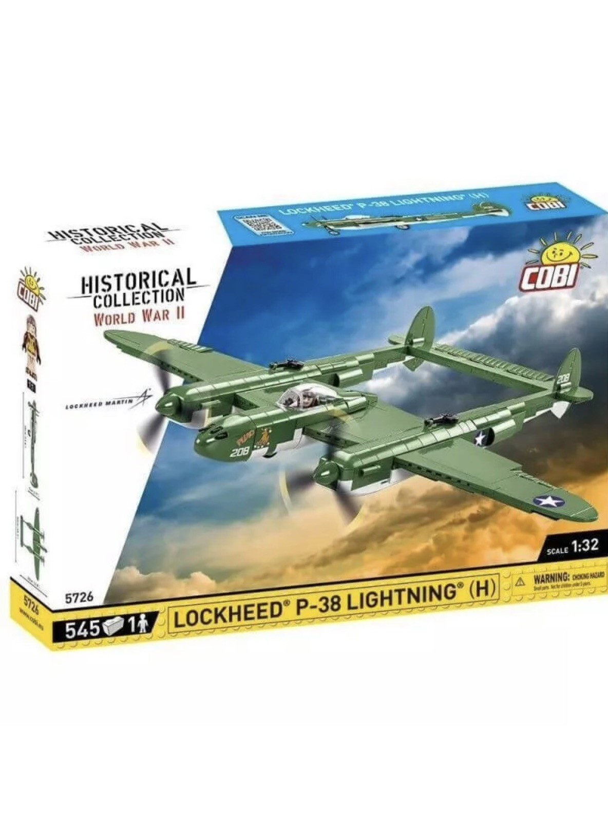 LOCKHEED P-38 LIGHTNING COBI maquette d'avion militaire haut de gamme en plastique gris