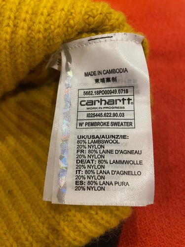 Carhartt Knitted Mustard Yellow Lambswool Jumper Size M - Picture 4 of 8
