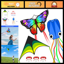 Easy to Fly Large Kites for Kids  Adults - Beginner Beach Kite Set with String