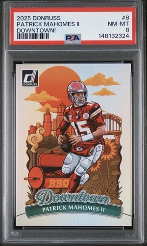 2025 donruss patrick mahomes downtown PSA 8