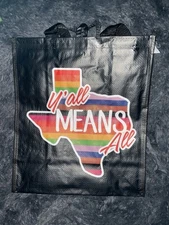 HEB Y’all Means All Texas Tote Bag Pride LGBTQ Gay 2022 Black Rainbow New