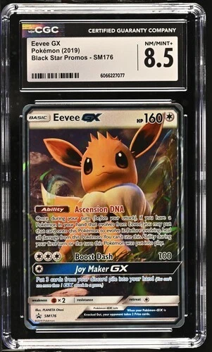 CGC 8.5 EEVEE GX SM176 BLACK STAR PROMO SUN & MOON POKEMON NM/ MINT+ BM