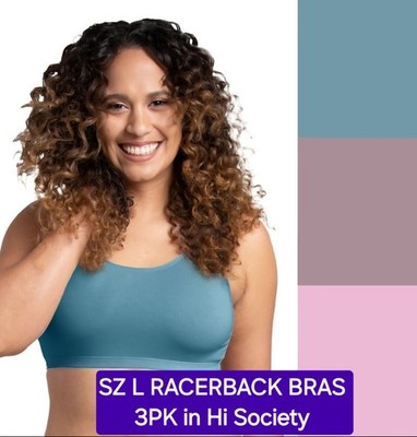 SZ LG Fruit of the Loom  RACERBACK 360° BRAS 3PK  Cotton/ Spandex in Hi Society 