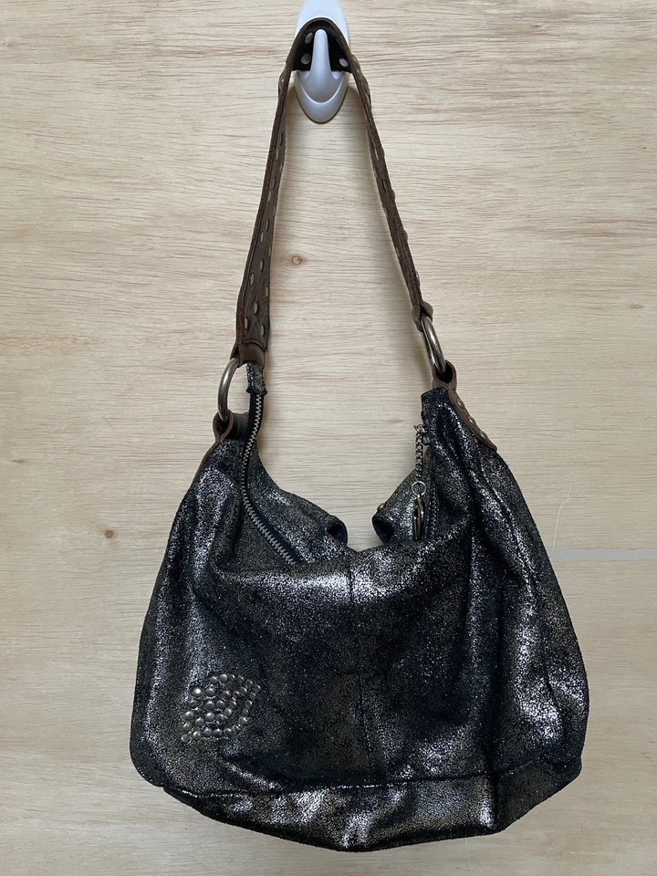 Bolso de Hombro Betsy Johnson Vintage Metálico Cadena Tachonado Y2K Años 90 Foto 2 de 4