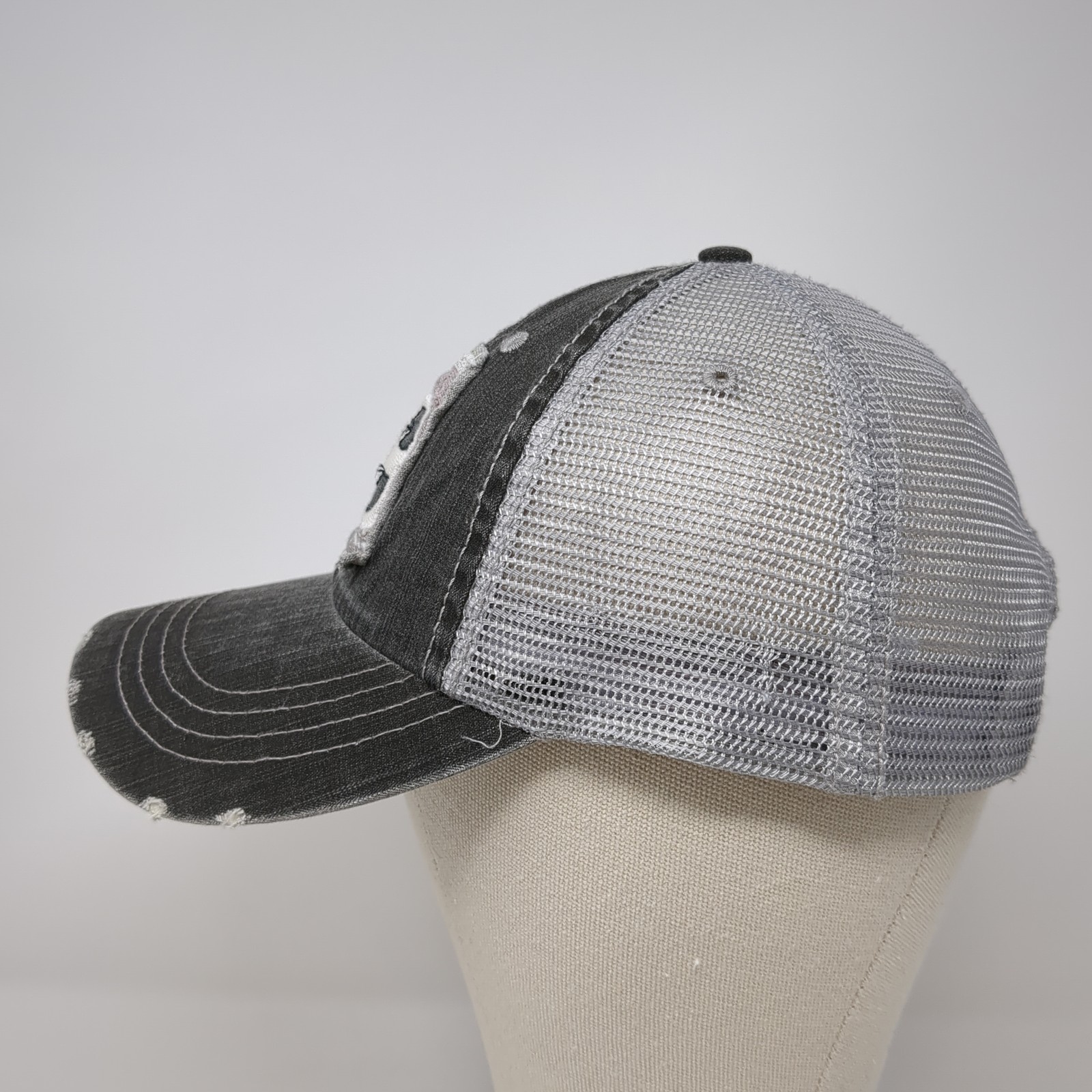 KC Patch Strapback Mesh Back Trucker Hat Gray One… - image 3