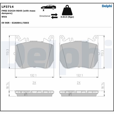 Delphi LP3714 brake pad set, disc brake for Mercedes-Benz