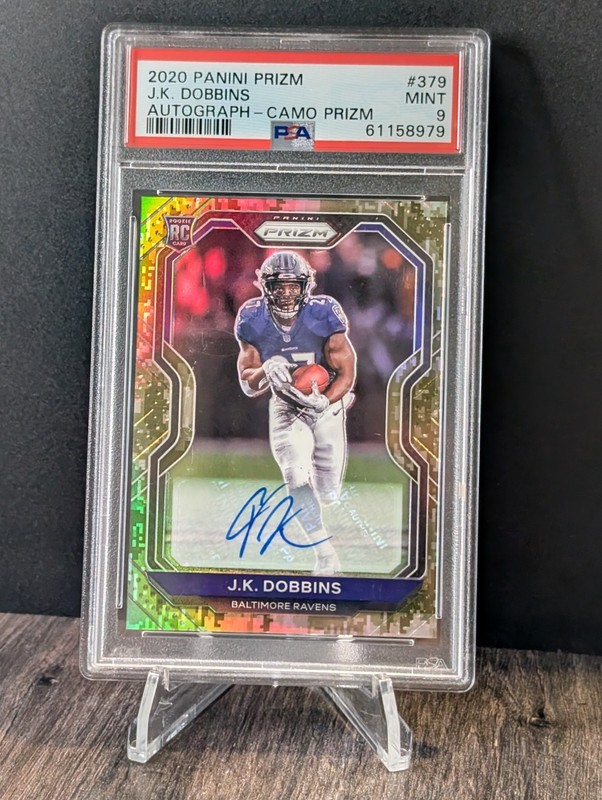 2020 Prizm JK Dobbins camo Prizm /25 Auto RC PSA 9 SSP