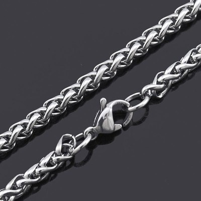 24'' MENS Stainless Steel Wheat Braided Chain Necklace 3mm